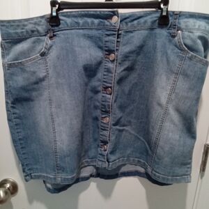 Refuge Plus Size 3X Denim Button-Front MinimSkirt